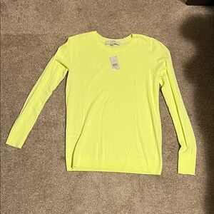 LOFT Neon Yellow Crew Neck Sweater